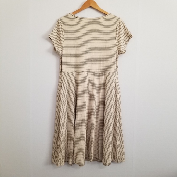 The Nines By Hatch Beige Navy Stripe Soft Midi Dress Size Large - Picture 5 of 10